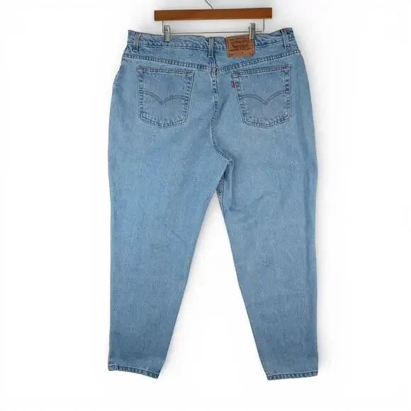 Vintage 90s Levi 550 Jeans Womens 22W High Rise Mom Denim Relaxed Tapered Leg